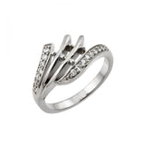 .925 Sterling Silver Rhodium Plated Clear Cz Inlay Ring, <b>size: 5</b>