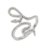 .925 Sterling Silver Rhodium Plated Clear Cz Inlay Snake Wrap Ring, <b>size: 5</b>