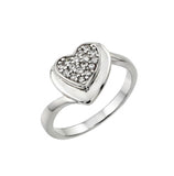 .925 Sterling Silver Rhodium Plated Pave Set Clear Cz Heart Ring, <b>size: 5</b>