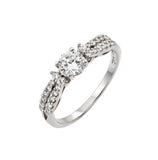 .925 Sterling Silver Rhodium Plated Clear Center Cz Inlay Ring, <b>size: 5</b>