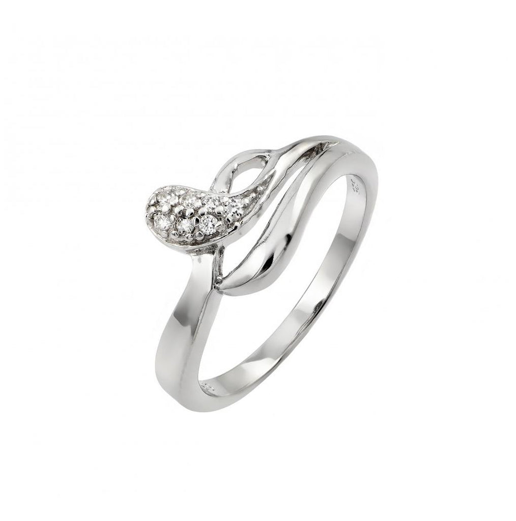 .925 Sterling Silver Rhodium Plated Clear Pave Set Cz Snake Ring, <b>size: 5</b>