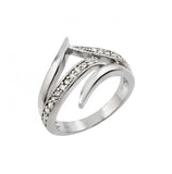 .925 Sterling Silver Rhodium Plated Clear Cz Intersecting Line Ring, <b>size: 5</b>