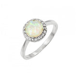 .925 Sterling Silver Rhodium Plated Opal Clear Cluster Cz Ring, <b>size: 5</b>