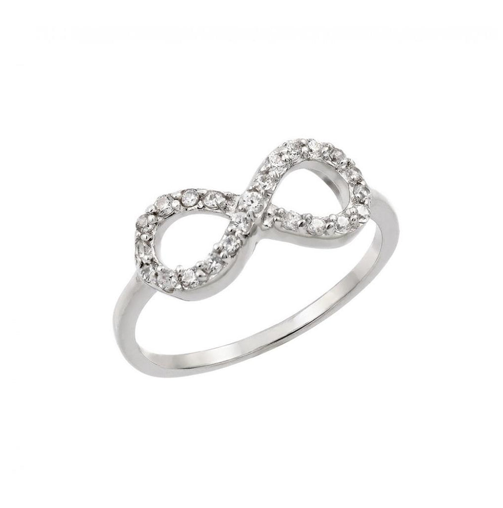 .925 Sterling Silver Rhodium Plated Infinity Eight Round Clear Cz Ring, <b>size: 5</b>