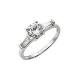 .925 Sterling Silver Rhodium Plated Round Cz Ring, <b>size: 5</b>