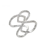 .925 Sterling Silver Rhodium Plated Entwined Cross Clear Cz Ring, <b>size: 5</b>