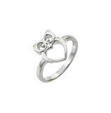 .925 Sterling Silver Rhodium Plated Open Heart Owl Ring, <b>size: 5</b>