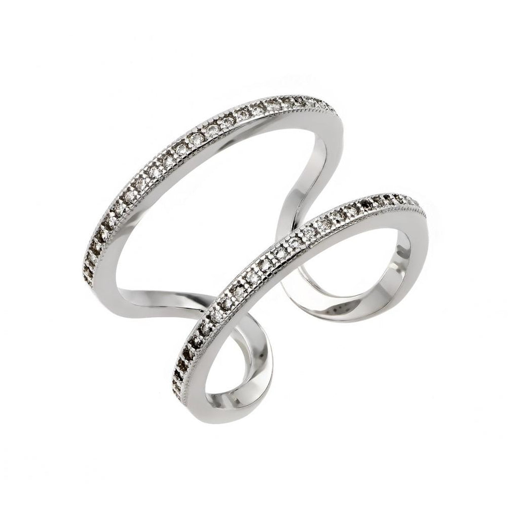 .925 Sterling Silver Rhodium Plated Entangling Ring, <b>size: 5</b>