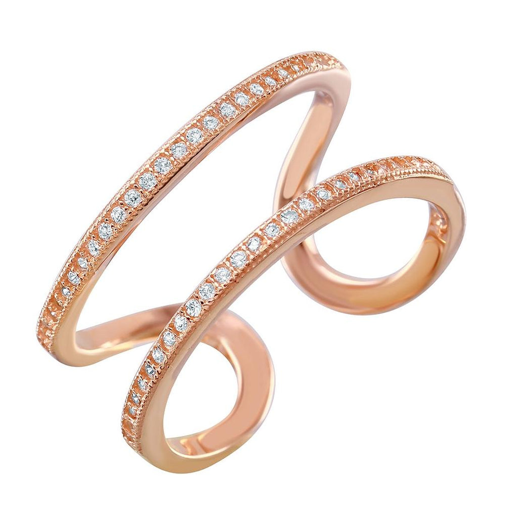 .925 Sterling Silver Rose Gold Plated Entangling Ring, <b>size: 5</b>