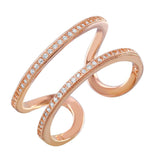 .925 Sterling Silver Rose Gold Plated Entangling Ring, <b>size: 5</b>