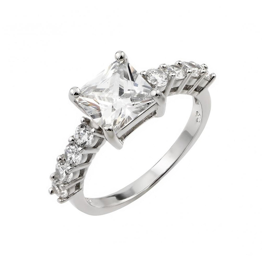 .925 Sterling Silver Rhodium Plated Cz Ring, <b>size: 5</b>