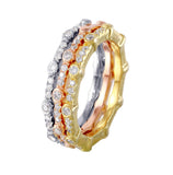 .925 Sterling Silver Multi-plated Three Piece Round Stackable Cz Rings, <b>size: 5</b>