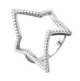 .925 Sterling Silver Rhodium Plated Wide Open Star Ring, <b>size: 5</b>