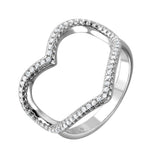 .925 Sterling Silver Rhodium Plated Wide Open Heart Ring, <b>size: 5</b>