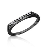 .925 Sterling Silver Black Rhodium Plated Stackable Flat Top Cz Ring, <b>size: 5</b>