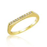 .925 Sterling Silver Gold Plated Stackable Flat Top Cz Ring, <b>size: 5</b>