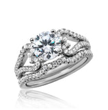 .925 Sterling Silver Rhodium Plated Heart Engagement Cz Silver Ring With 7mm Center, <b>size: 5</b>