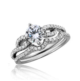 .925 Sterling Silver Rhodium Plated Engagement Wave Cz Ring, <b>size: 5</b>