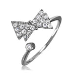 .925 Sterling Silver Rhodium Plated Cz Bow Ring, <b>size: 5</b>