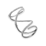 .925 Sterling Silver Rhodium Plated Cz Spiral Ring, <b>size: 5</b>