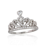 .925 Sterling Silver Rhodium Plated Cz Tiara Ring, <b>size: 5</b>