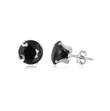 .925 Sterling Silver Black Round Cz Stud Earring, <b>size: 10mm</b>