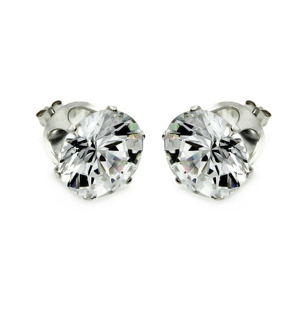 .925 Sterling Silver Clear Cz Stud Earring, <b>size: 10mm</b>