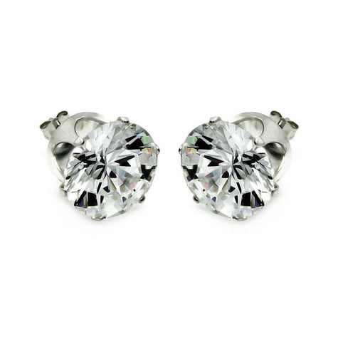 .925 Sterling Silver Clear Cz Stud Earring, <b>size: 10mm</b>