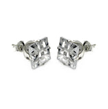 .925 Sterling Silver Square Multi Faceted Clear Cz Stud Earring, <b>size: 10mm</b>