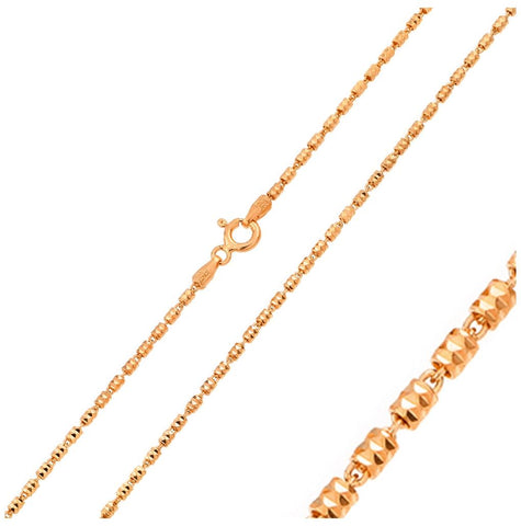 .925 Sterling Silver Rose Gold Plated Diamond Cut Close Tube Chains 1.3mm, <b>size: 16</b>