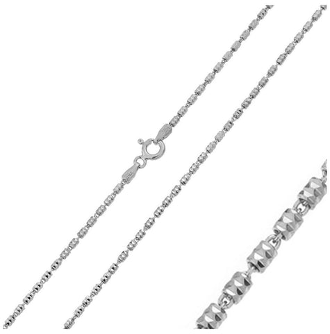 .925 Sterling Silver Rhodium Plated Diamond Cut Close Tube Chains 1.3mm, <b>size: 16</b>