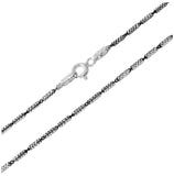 .925 Sterling Silver Black Rhodium Plated Tube 2 Brite Close Ft B/w, <b>size: 16</b>