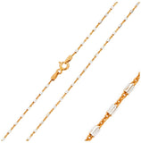 .925 Sterling Silver Gold Plated 2 Toned Dc Tube Link Chain, <b>size: 16</b>