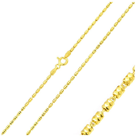 .925 Sterling Silver Gold Plated Tube Brite Chain, <b>size: 16</b>