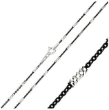 .925 Sterling Silver Black Rhodium Plated Tube Brite B/w Dc Chain, <b>size: 16</b>