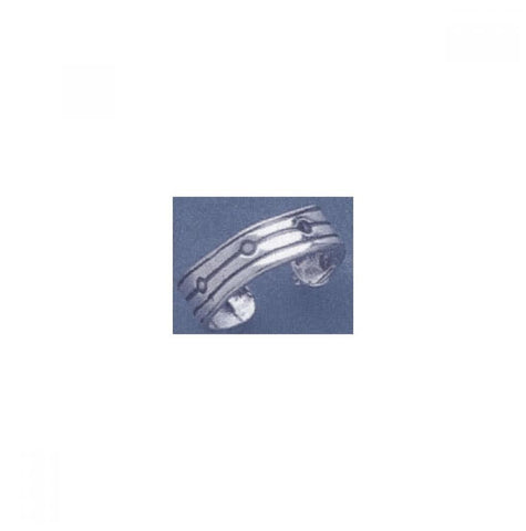 .925 Sterling Silver Rhodium Plated Stripe & Circle Adjustable Toe Ring