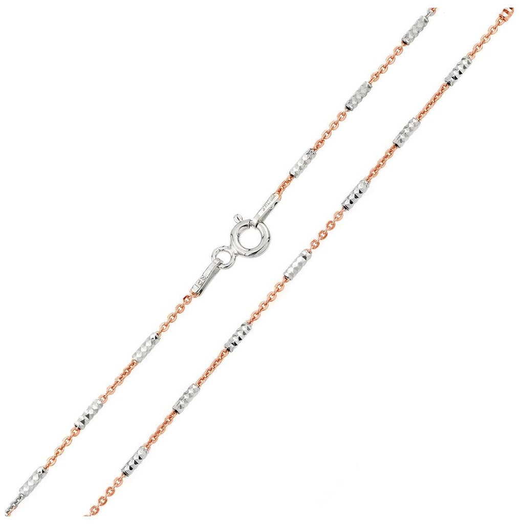 .925 Sterling Silver Rose Gold Plated Tube Brite P-w Dc Chain