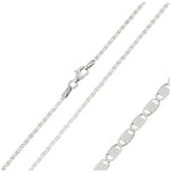 .925 Sterling Silver Rhodium Plated Oval Flat Confetti Chain 1.6mm, <b>size: 16</b>