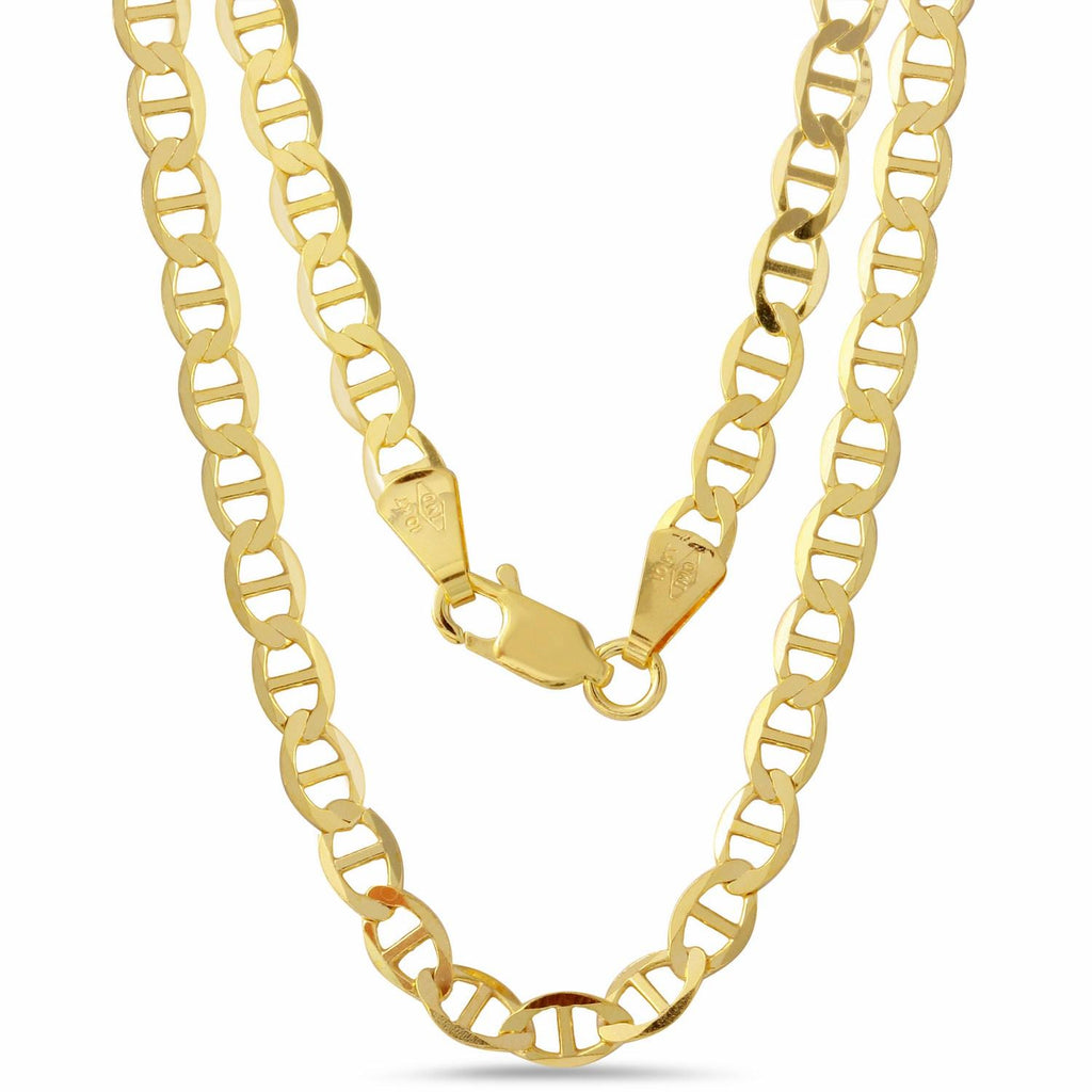 Men's 10k Yellow Gold 4.2mm Flat Mariner Chain Necklace,size: 24"