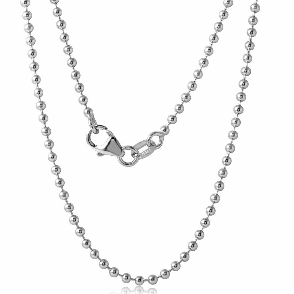 14k White Gold 1.8mm Ball Bead Chain Necklace,<b>size: 16"</b>