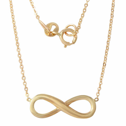 14k Italian Yellow Gold Diamond Cut Rolo Chain Infinity Necklace,size: 16"