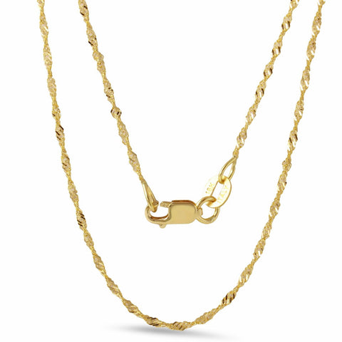 18k Yellow Gold 1.2mm D-cut Rope Chain Necklace,size: 18"