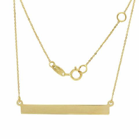 14k Yellow Gold Flat Bar Rolo Adjustable Chain Necklace,size: 18"