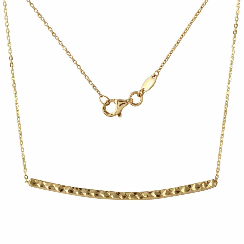 14k Yellow Gold Diamond Cut Bar Rolo Adjustable Chain Necklace,size: 18"