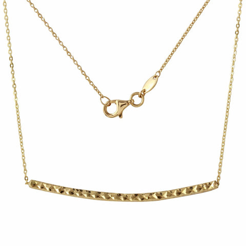 14k Yellow Gold Diamond Cut Bar Rolo Adjustable Chain Necklace,size: 18"