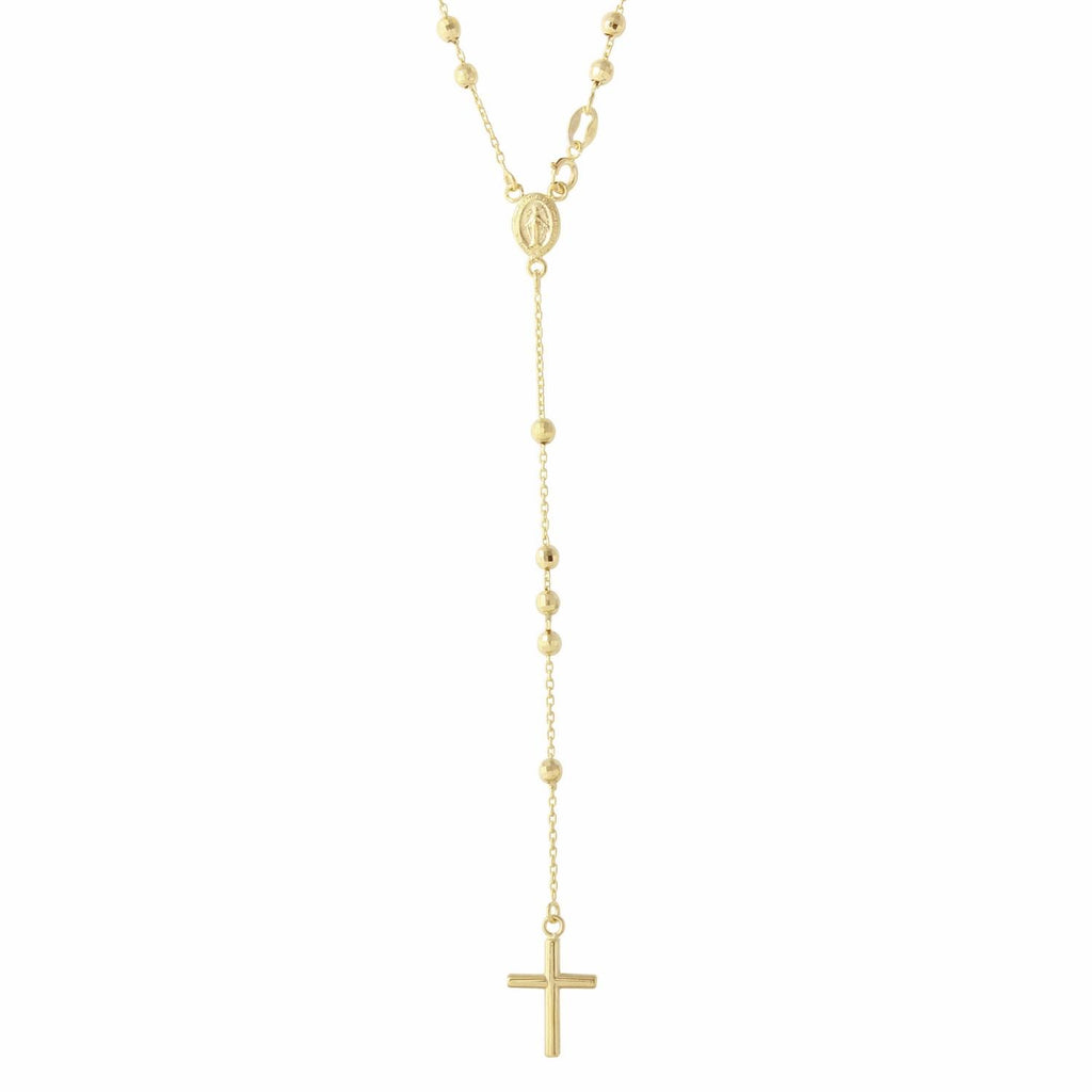 14k Yellow Gold Diamond Cut 2.9mm Rosary,size: 17"