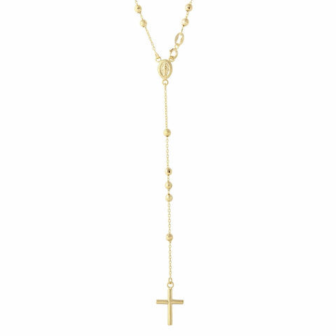 14k Yellow Gold Diamond Cut 2.9mm Rosary,size: 17"