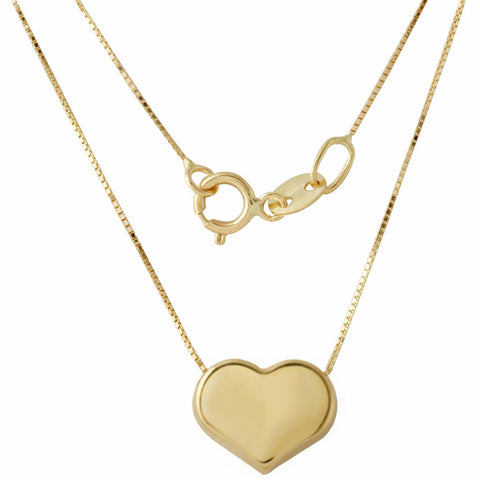 14k Italian Yellow Gold Box Heart Chain Necklace,size: 16"