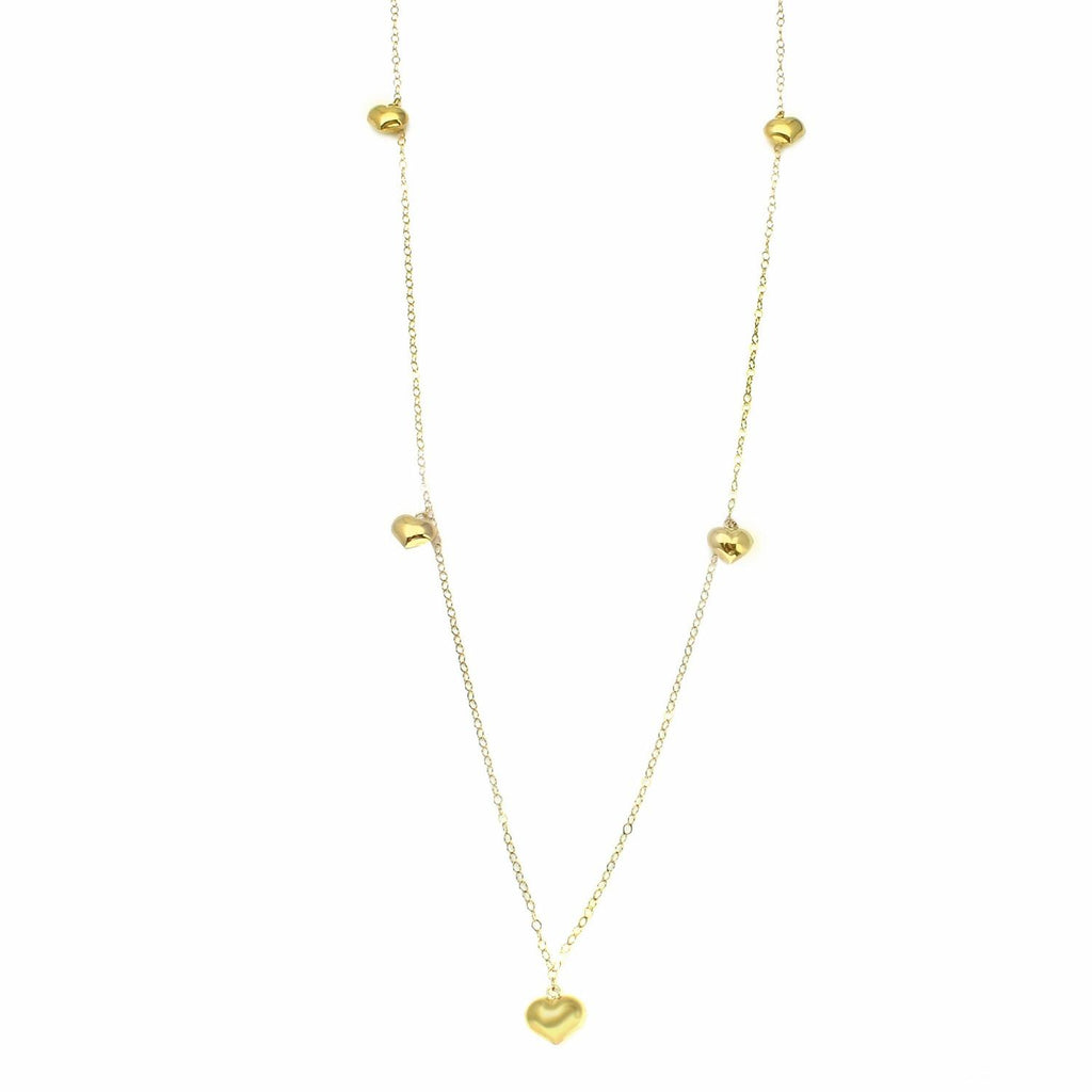 14k Italian Yellow Gold Rolo Chain Puffy Heart Necklace,size: 30"