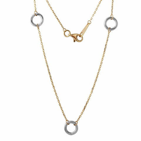 14k Yellow And White Gold Triple Circle Pendant Necklace,size: 18"